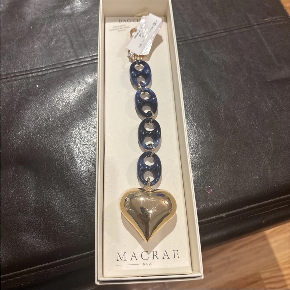 Macrae & Co Blue and Gold Heart Keychain